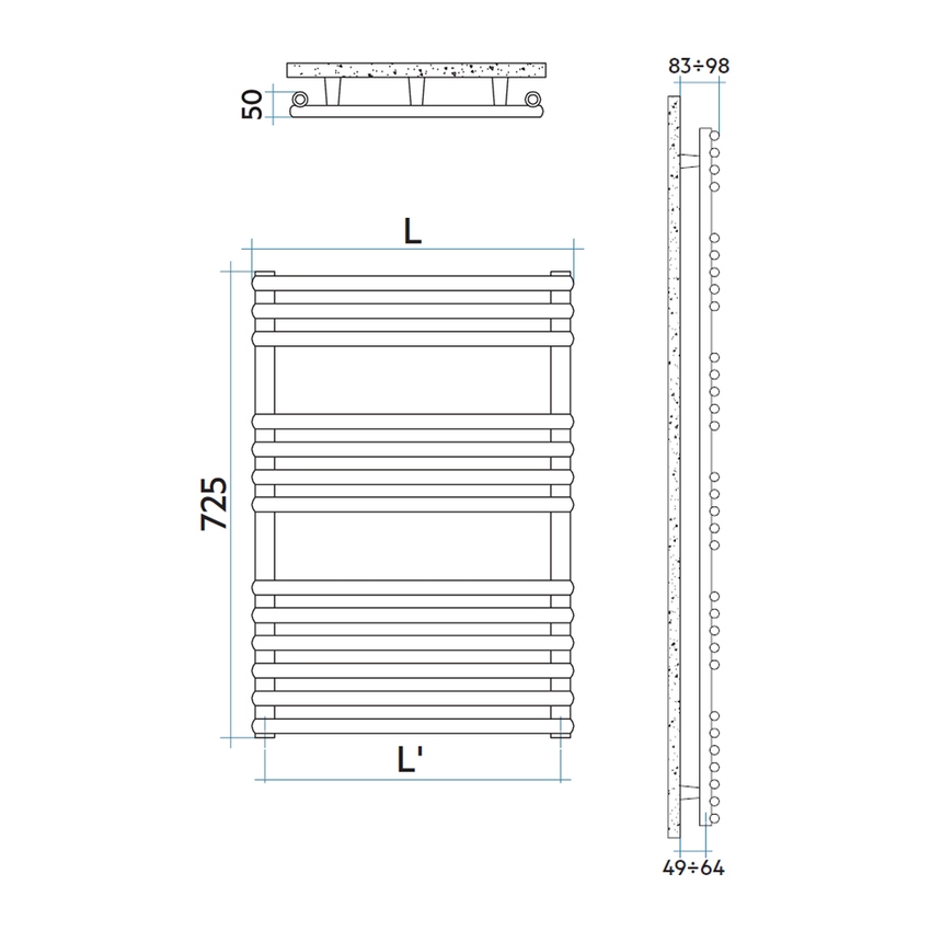 Immagine di Irsap KART scaldasalviette, 13 tubi, 2 intervalli, H.72,5 L.50 P.5 cm, colore bianco standard finitura lucido Cod.01 KAS050B01IR01NNN01