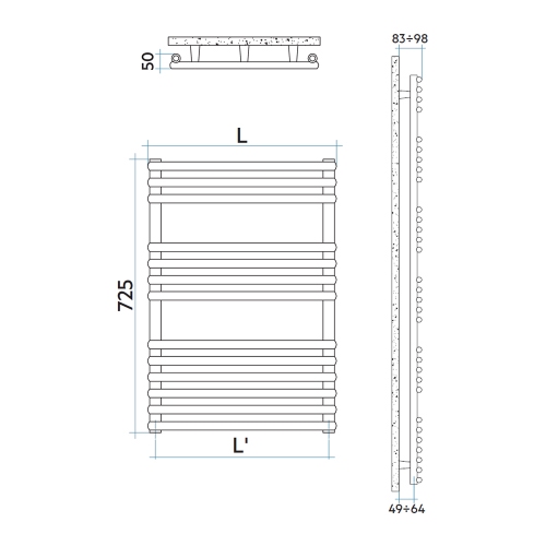 Immagine di Irsap KART scaldasalviette, 13 tubi, 2 intervalli, H.72,5 L.60 P.5 cm, colore bianco standard finitura lucido Cod.01 KAS060B01IR01NNN01