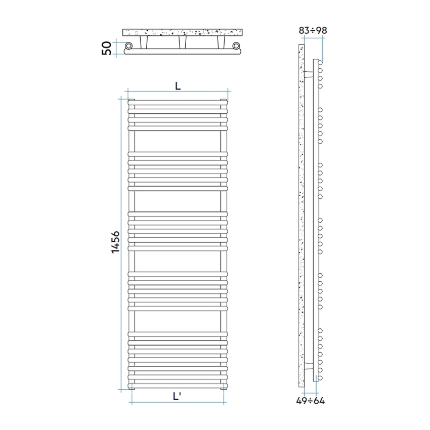 Immagine di Irsap KART scaldasalviette, 26 tubi, 4 intervalli, H.145,6 L.50 P.5 cm, colore bianco standard finitura lucido Cod.01 KAL050B01IR01NNN03