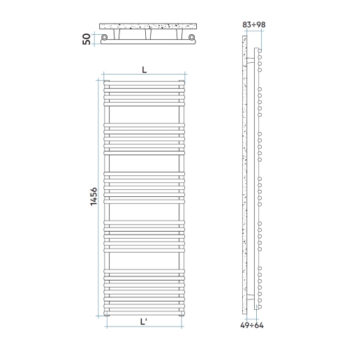 Immagine di Irsap KART scaldasalviette, 26 tubi, 4 intervalli, H.145,6 L.60 P.5 cm, colore bianco standard finitura lucido Cod.01 KAL060B01IR01NNN01