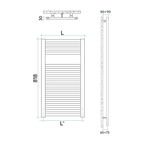 Immagine di Irsap GEO scaldasalviette, 17 tubi, 1 intervallo, H.81,8 L.55 P.3 cm, colore bianco standard finitura lucido Cod.01 ECS055B01IR01NNN01