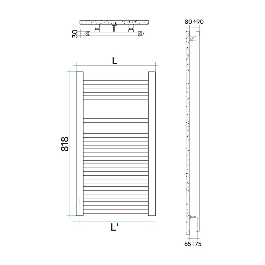 Immagine di Irsap GEO scaldasalviette, 17 tubi, 1 intervallo, H.81,8 L.75 P.3 cm, colore bianco standard finitura lucido Cod.01 ECS075B01IR01NNN01