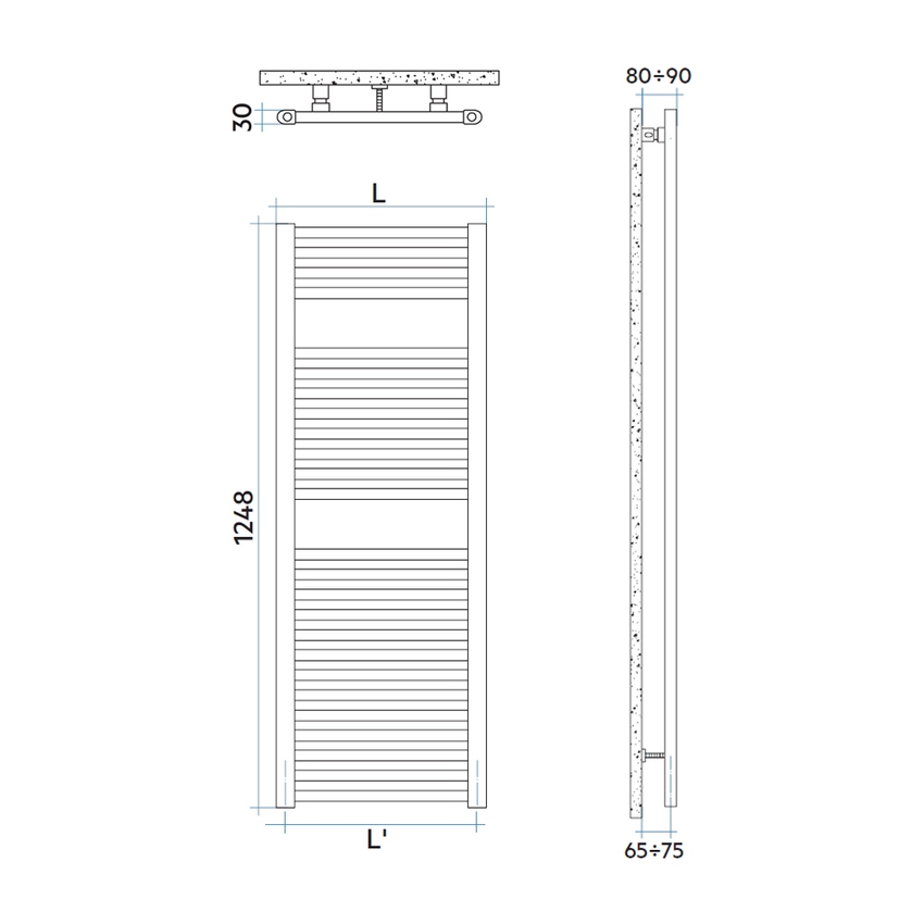 Immagine di Irsap GEO scaldasalviette, 25 tubi, 2 intervalli, H.124,8 L.50 P.3cm, colore bianco standard finitura lucido Cod.01 ECM050B01IR01NNN01