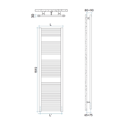 Immagine di Irsap GEO scaldasalviette, 31 tubi, 3 intervalli, H.159,2 L.60 P.3 cm, colore bianco standard finitura lucido Cod.01 ECL060B01IR01NNN01