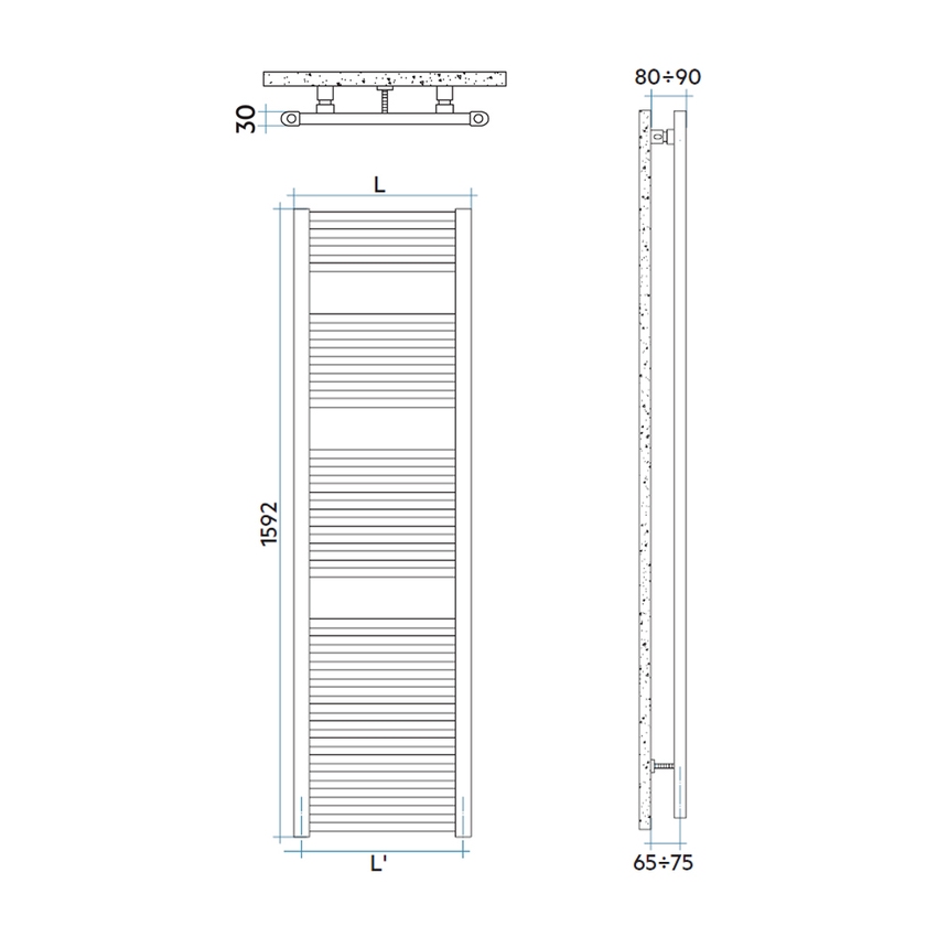 Immagine di Irsap GEO scaldasalviette, 31 tubi, 3 intervalli, H.159,2 L.75 P.3 cm, colore bianco standard finitura lucido Cod.01 ECL075B01IR01NNN01