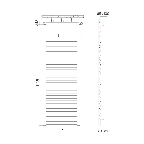 Immagine di Irsap ARES scaldasalviette, 22 tubi, 2 intervalli, H.111,8 L.53 P.3 cm, colore bianco standard finitura lucido Cod.01 EIM053B01IR01NNN01