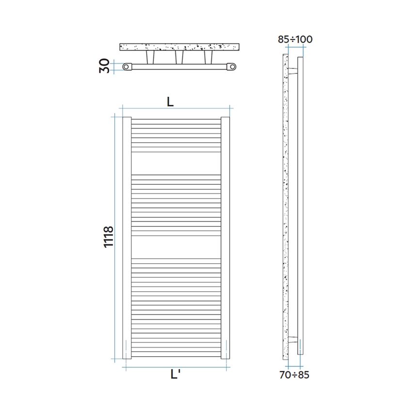 Immagine di Irsap ARES scaldasalviette, 22 tubi, 2 intervalli, H.111,8 L.58 P.3 cm, colore bianco standard finitura lucido Cod.01 EIM058B01IR01NNN01