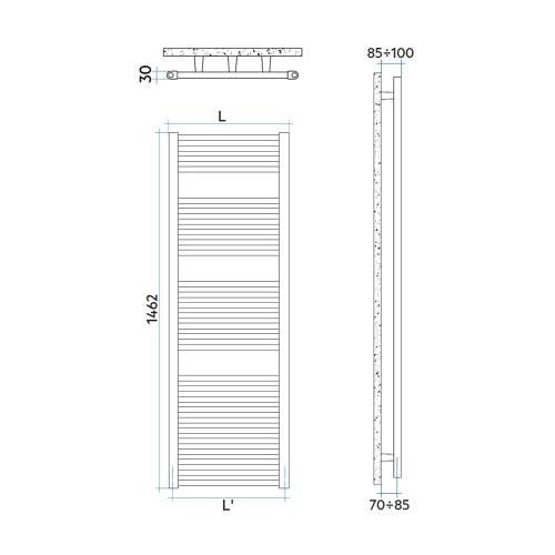 Immagine di Irsap ARES scaldasalviette, 28 tubi, 3 intervalli, H.146,2 L.48 P.3 cm, colore bianco standard finitura lucido Cod.01 EIL048B01IR01NNN01