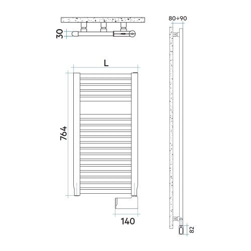 Immagine di Irsap NOVO ELETTRICO scaldasalviette, 19 tubi, 1 intervallo, H.76,4 L.50 P.3 cm, con regolatore per il controllo della temperatura interna del fluido, colore bianco finitura lucido Cod.01 NOP050K01IR01NNN01