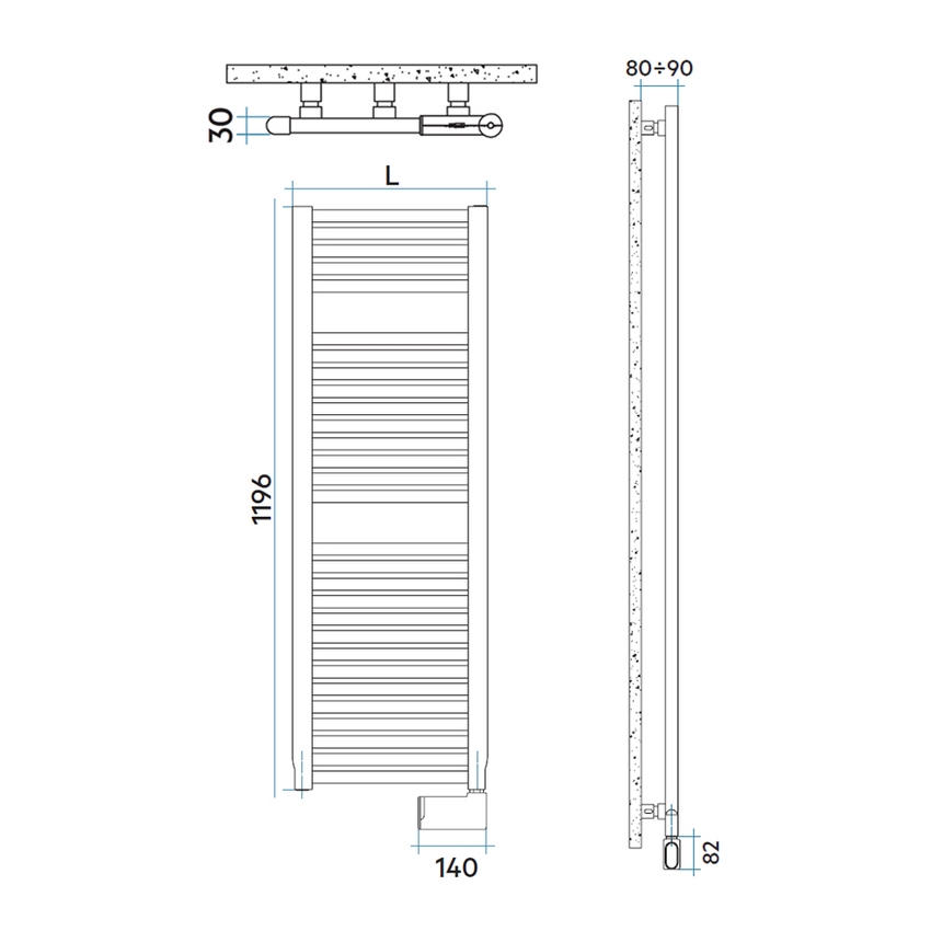 Immagine di Irsap NOVO ELETTRICO scaldasalviette, 29 tubi, 2 intervalli, H.119,6 L.50 P.3 cm, con regolatore per il controllo della temperatura interna del fluido, colore bianco NOM050K01IR01NNN01