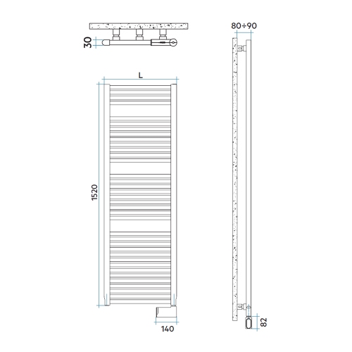 Immagine di Irsap NOVO ELETTRICO scaldasalviette, 36 tubi, 3 intervalli, H.152 L.50 P.3 cm, con controllo elettronico, colore grigio antracite finitura opaco NOL050H6VIR01NNN
