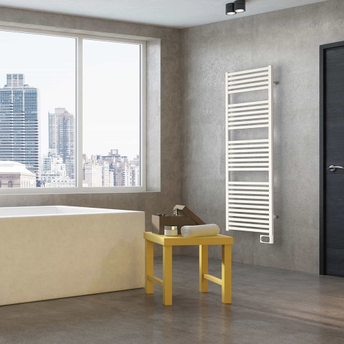 Immagine di Irsap QUADRE' ELETTRICO scaldasalviette 18 tubi, 1 intervallo, H.87,2 L.53 P.3 cm, con controllo elettronico, colore nero finitura opaco Cod.K1 QSS053HK1IR01NNN01