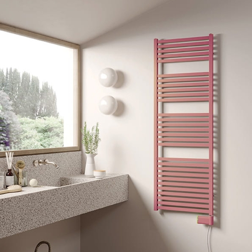 Immagine di Irsap QUADRE' ELETTRICO scaldasalviette 36 tubi, 3 intervalli, H.181,8 L.53 P.4,2 cm, con regolatore per il controllo della temperatura interna del fluido, colore bianco standard finitura lucido Cod.01 QSE053K01IR01NNN01