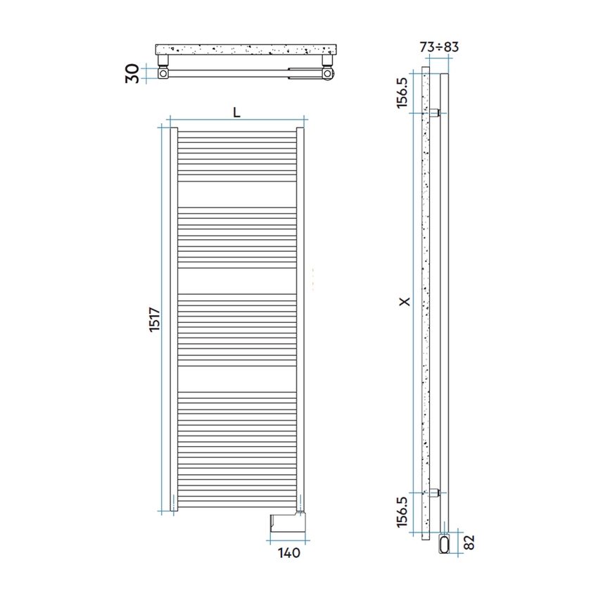 Immagine di Irsap QUADRE' ELETTRICO scaldasalviette 36 tubi, 3 intervalli, H.151,7 L.53 P.3 cm, controllo elettronico Wi-Fi, colore bianco finitura opaco Cod.J8 QSL053EJ8IR01NNN01