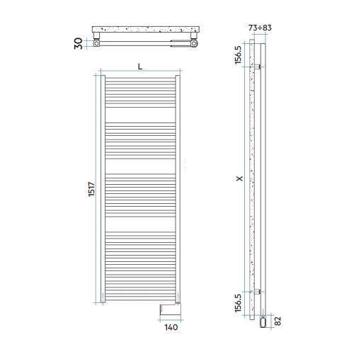Immagine di Irsap QUADRE' ELETTRICO scaldasalviette 36 tubi, 3 intervalli, H.151,7 L.53 P.3 cm, controllo elettronico Wi-Fi, colore grigio chiaro finitura opaco Cod.8N QSL053E8NIR01NNN01