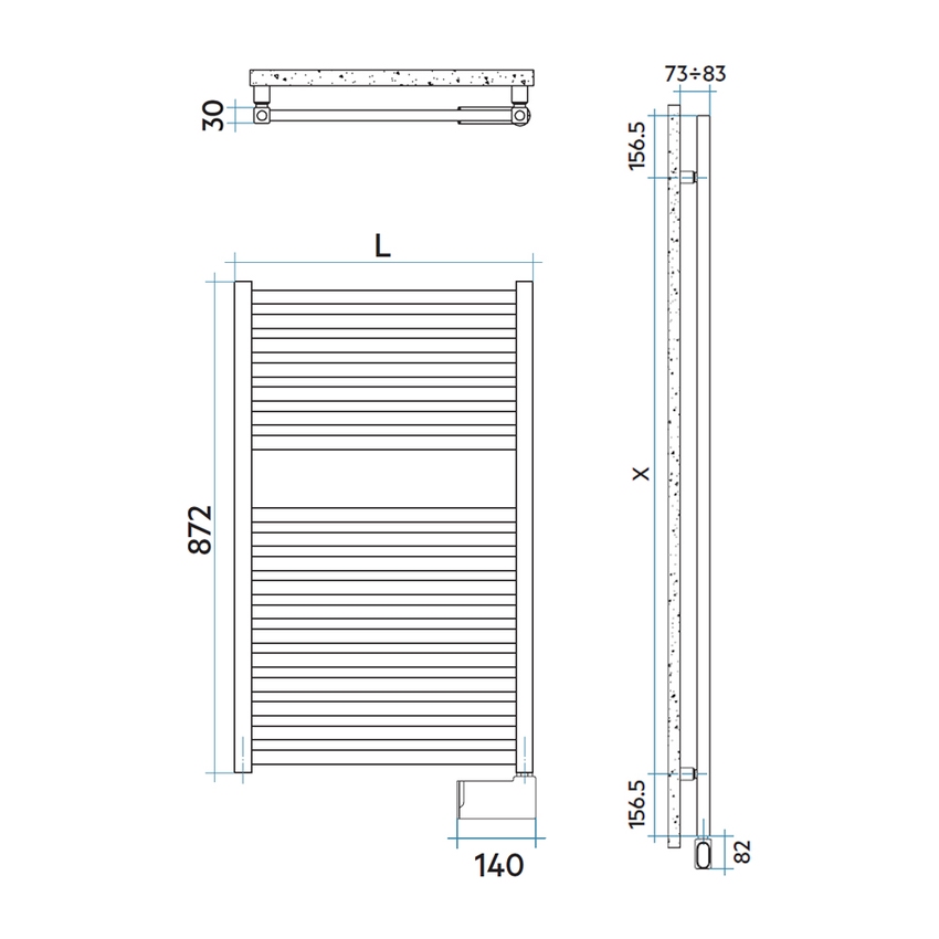Immagine di Irsap QUADRE' ELETTRICO scaldasalviette 18 tubi, 1 intervallo, H.87,2 L.53 P.3 cm, controllo elettronico Wi-Fi, colore bianco standard finitura lucido Cod.01 QSS053E01IR01NNN01
