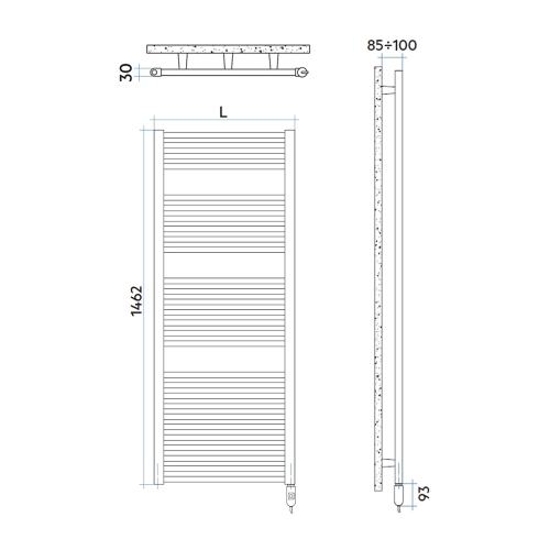 Immagine di Irsap ARES ELETTRICO scaldasalviette, 28 tubi, 3 intervalli, H.146,2 L.58 P.3 cm, con interruttore ON/OFF, colore bianco standard finitura lucido Cod.01 EIL058I01IR01NNN02