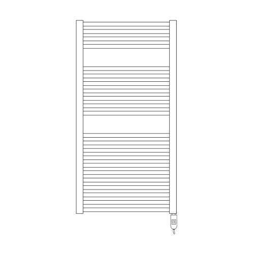 Immagine di Irsap ARES ELETTRICO scaldasalviette, 22 tubi, 2 intervalli, H.111,8 L.58 P.3 cm, con regolatore per il controllo della temperatura, colore bianco standard finitura lucido Cod.01 EIM058K01IR01NNN01