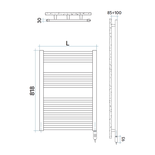 Immagine di Irsap ARES ELETTRICO scaldasalviette, 15 tubi, 2 intervalli, H.81,8 L.58 P.3 cm, con regolatore per il controllo della temperatura, colore bianco standard finitura lucido Cod.01 EIS058K01IR01NNN01
