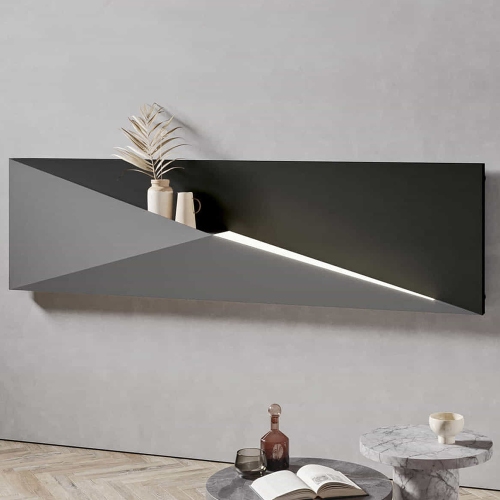 Immagine di Irsap POLYGON ORIZZONTALE radiatore elettrico a due tonalità, H.50 L.180 P.12, colore nero e grigio medio finitura opaco POLS050E30IRNLB