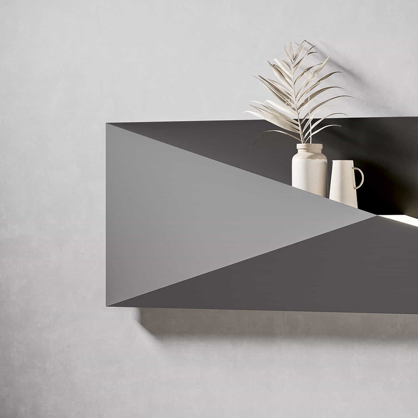 Immagine di Irsap POLYGON ORIZZONTALE radiatore elettrico a due tonalità, H.50 L.180 P.12, colore nero e grigio medio finitura opaco POLS050E30IRNLB