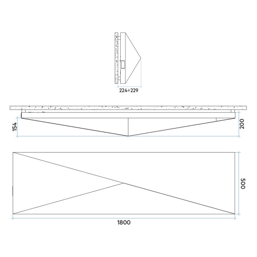 Immagine di Irsap POLYGON ORIZZONTALE radiatore elettrico a due tonalità, H.50 L.180 P.12, colore nero e grigio medio finitura opaco POLS050E30IRNLB