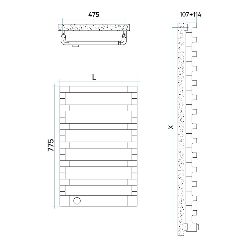 Immagine di Irsap STEP_E radiatore elettrico 7 elementi H.77,5 L.50 P.10,7 cm, finitura cromo SEP050T50IR01NNN03