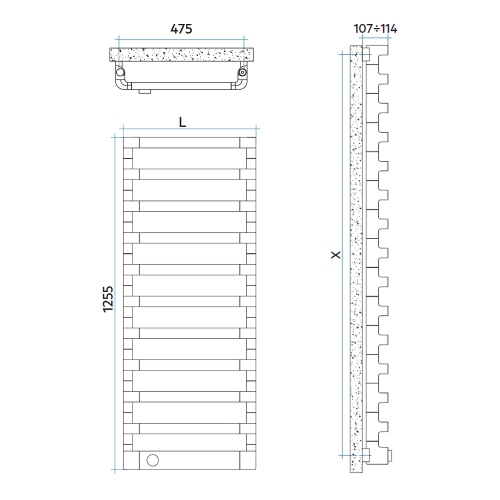 Immagine di Irsap STEP_E radiatore elettrico 11 elementi H.125,5 L.50 P.10,7 cm, colore bianco perla finitura ruvido SEL050T16IR01NNN03