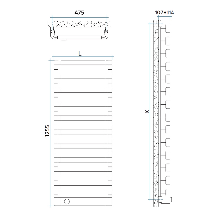 Immagine di Irsap STEP_E radiatore elettrico 11 elementi H.125,5 L.50 P.10,7 cm, colore bianco perla finitura ruvido SEL050T16IR01NNN03