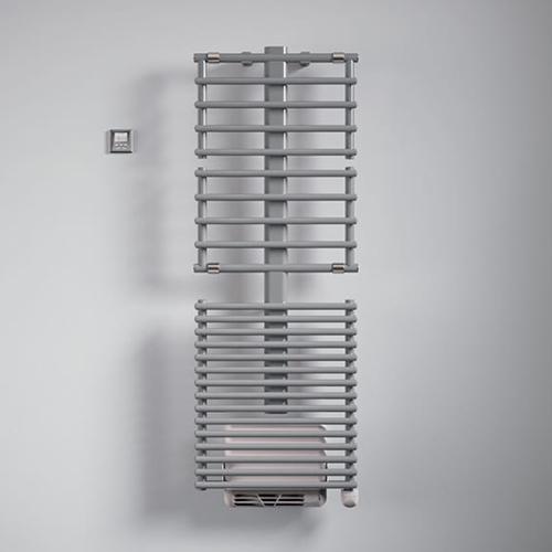 Immagine di Irsap GET UP AIR ELETTRICO scaldasalviette, 25 tubi, 2 intervalli, H.156,1 L.55,5 P.12,2 cm, colore bianco standard finitura lucido Cod.01 GCL055Z01IR01NNN01