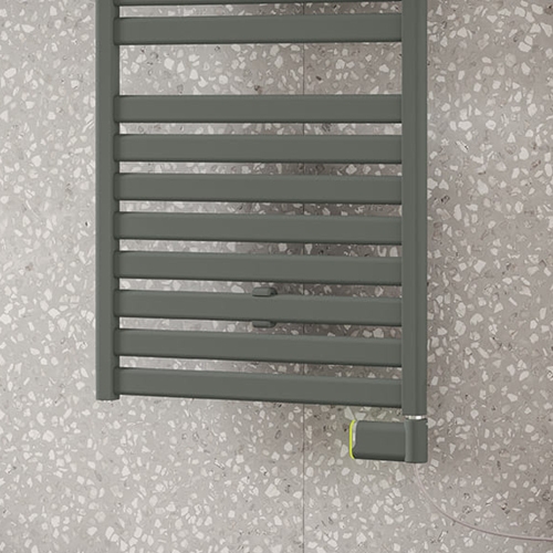 Immagine di Irsap VELA ELETTRICO scaldasalviette, 14 tubi, 2 intervalli, H.112 L.56 P.3 cm, con controllo elettronico Wi-Fi, colore bianco standard finitura lucido Cod.01 VEM056E01IR01NNN01