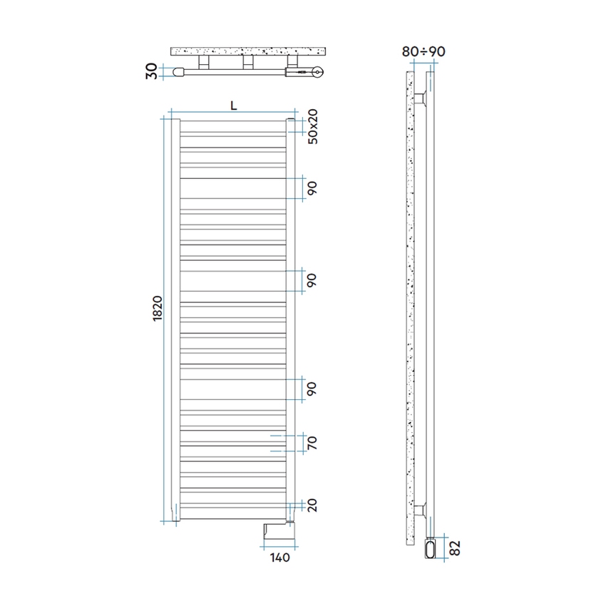 Immagine di Irsap VELA ELETTRICO scaldasalviette, 23 tubi, 3 intervalli, H.182 L.56 P.3 cm, con modulo bluetooth integrato, colore bianco standard finitura lucido Cod.01 VEE056Y01IR01NNN