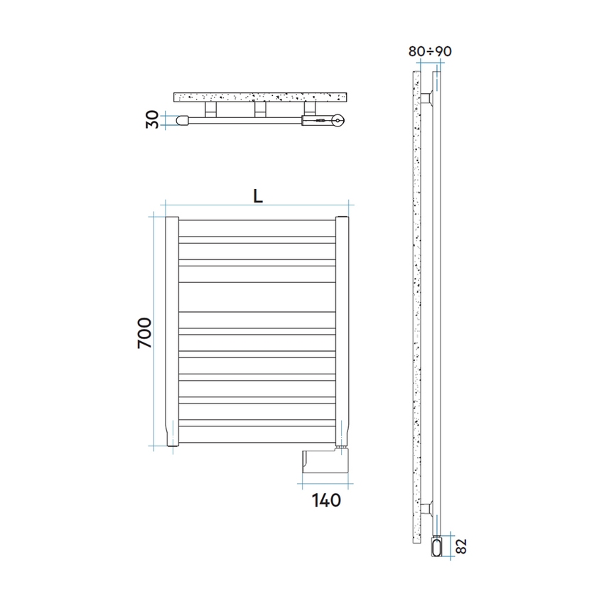 Immagine di Irsap VELA ELETTRICO scaldasalviette, 9 tubi, 1 intervallo, H.70 L.56 P.3 cm, con modulo bluetooth integrato, colore bianco standard finitura lucido Cod.01 VES056Y01IR01NNN