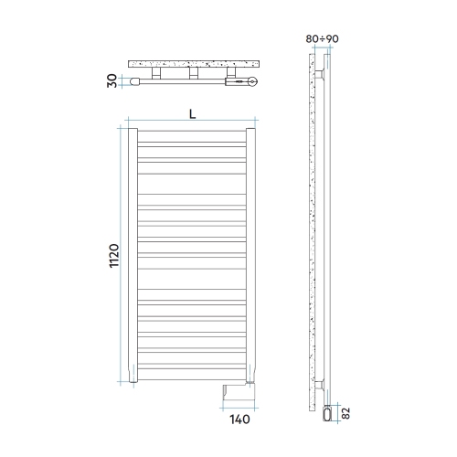 Immagine di Irsap VELA ELETTRICO scaldasalviette, 14 tubi, 2 intervalli, H.112 L.56 P.3 cm, con interruttore ON/OFF, colore bianco standard finitura lucido Cod.01 VEM056I01IR01NNN01