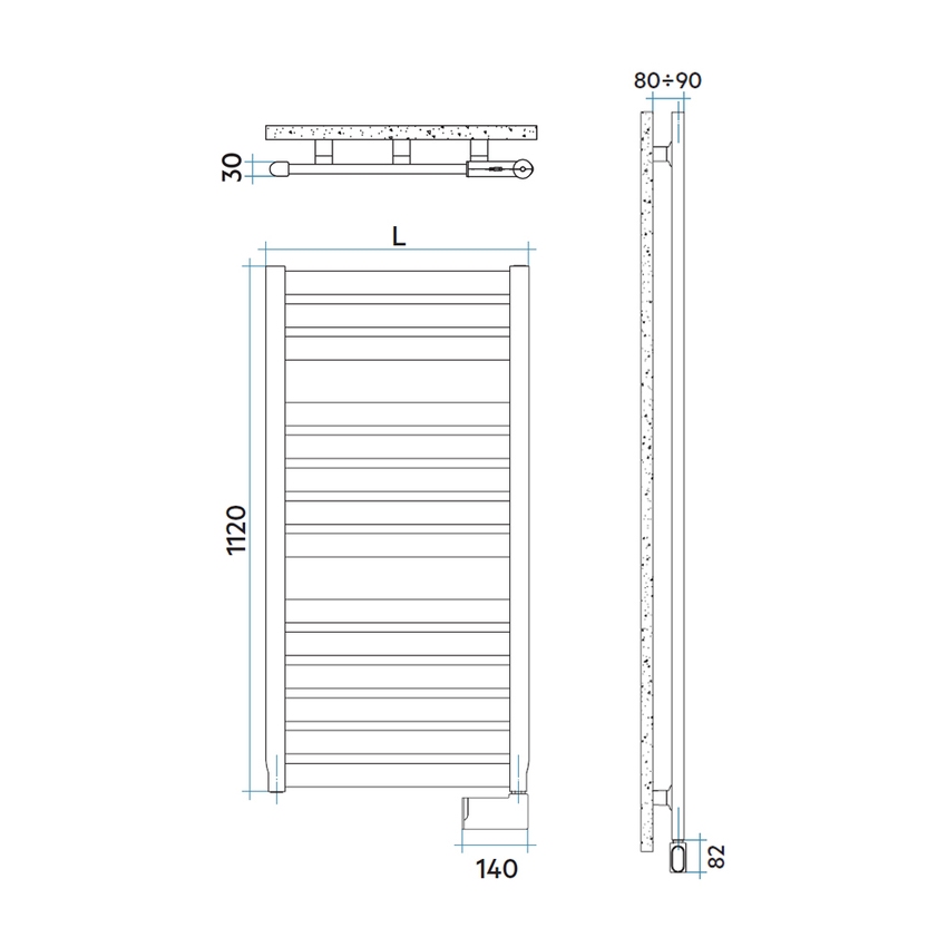 Immagine di Irsap VELA ELETTRICO scaldasalviette, 14 tubi, 2 intervalli, H.112 L.56 P.3 cm, con interruttore ON/OFF, colore bianco standard finitura lucido Cod.01 VEM056I01IR01NNN01