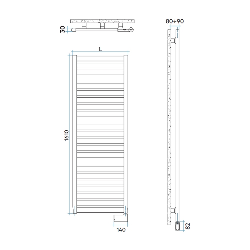 Immagine di Irsap VELA ELETTRICO scaldasalviette, 20 tubi, 3 intervalli, H.161 L.56 P.3 cm, con termostato elettronico, colore bianco standard finitura lucido Cod.01 VEL056K01IR01NNN01