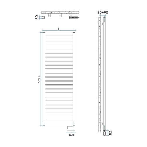 Immagine di Irsap VELA ELETTRICO scaldasalviette, 20 tubi, 3 intervalli, H.161 L.56 P.3 cm, con controllo elettronico Wi-Fi, colore bianco standard finitura lucido Cod.01 VEL056E01IR01NNN01