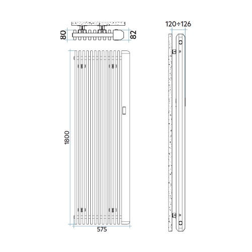 Immagine di Irsap SAX radiatore elettrico H.180 L.57,5 P.8,2 cm, colore bianco standard finitura lucido Cod.01 S2EE057E01IRNNN001