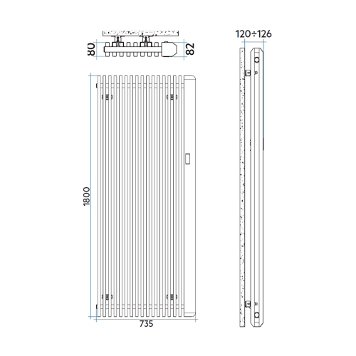 Immagine di Irsap SAX radiatore elettrico H.180 L.73,5 P.8,2 cm, colore bianco standard finitura lucido Cod.01 S2EE073E01IRNNN001