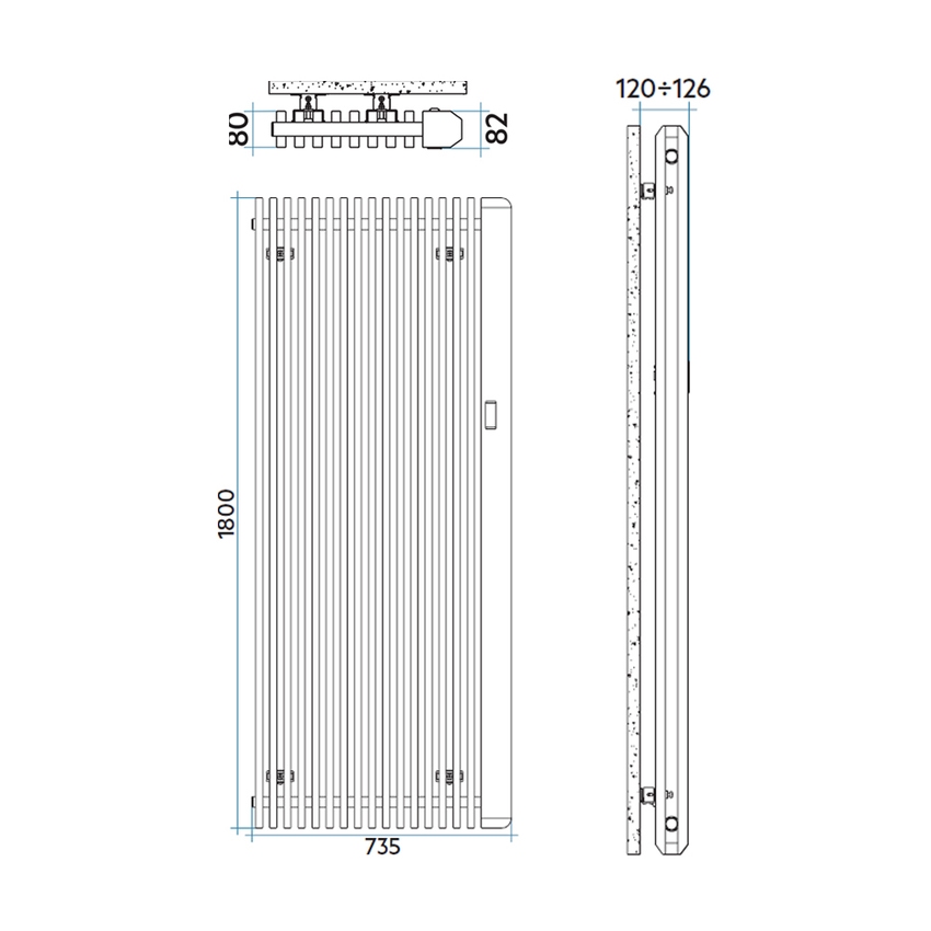 Immagine di Irsap SAX radiatore elettrico H.180 L.73,5 P.8,2 cm, colore bianco standard finitura lucido Cod.01 S2EE073E01IRNNN001