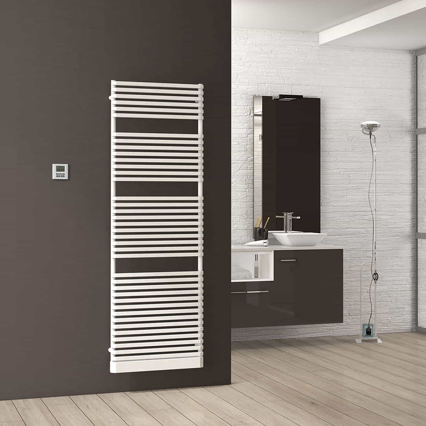 Immagine di Irsap NET ELETTRICO scaldasalviette, 38 tubi, 3 intervalli, H.183 L.50 P.6,7 cm, colore bianco standard finitura lucido Cod.01 NDE050Z01IR01NNN02