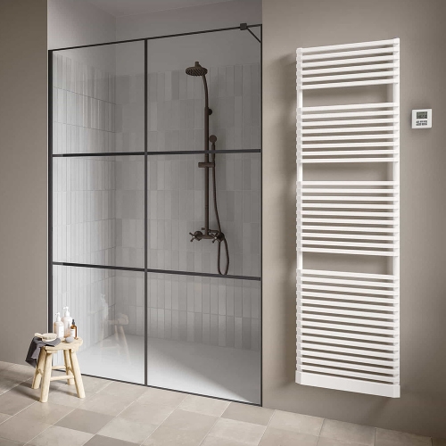 Immagine di Irsap NET ELETTRICO scaldasalviette, 38 tubi, 3 intervalli, H.183 L.50 P.6,7 cm, colore bianco standard finitura lucido Cod.01 NDE050Z01IR01NNN02