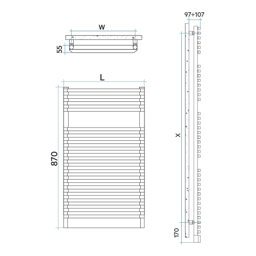 Immagine di Irsap NET ELETTRICO scaldasalviette, 18 tubi, 1 intervallo, H.87 L.50 P.6,7 cm, colore bianco standard finitura lucido Cod.01 NDS050Z01IR01NNN02