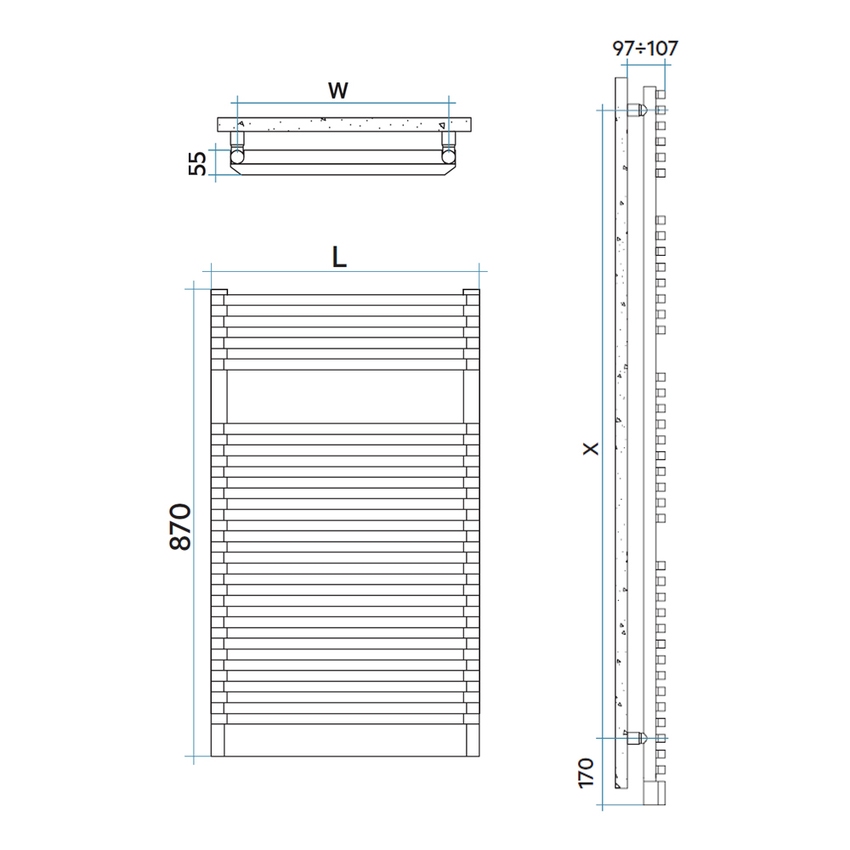 Immagine di Irsap NET ELETTRICO scaldasalviette, 18 tubi, 1 intervallo, H.87 L.50 P.6,7 cm, colore bianco standard finitura lucido Cod.01 NDS050Z01IR01NNN02