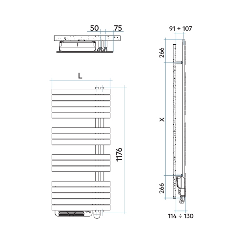 Immagine di Irsap SOUL_S AIR ELETTRICO radiatore 16 tubi H.123,6 L.55 P.11 cm, 3 intervalli, colore rame martellato finitura ruvido UBS055ZJ4IR01NNN