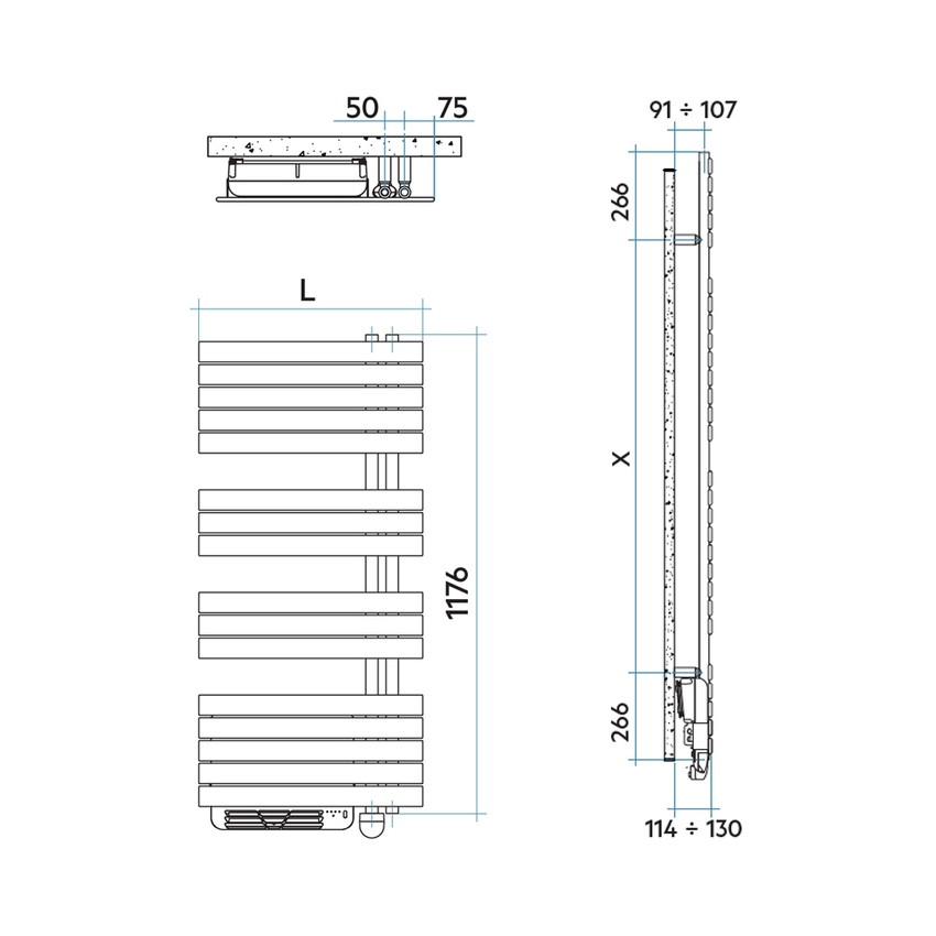 Immagine di Irsap SOUL_S AIR ELETTRICO radiatore 16 tubi H.123,6 L.55 P.11 cm, 3 intervalli, colore rame martellato finitura ruvido UBS055ZJ4IR01NNN
