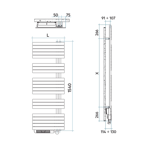 Immagine di Irsap SOUL_S AIR ELETTRICO radiatore 21 tubi H.160 L.55 P.11 cm, 4 intervalli, colore bianco standard finitura lucido Cod.01 UBM055Z01IR01NNN