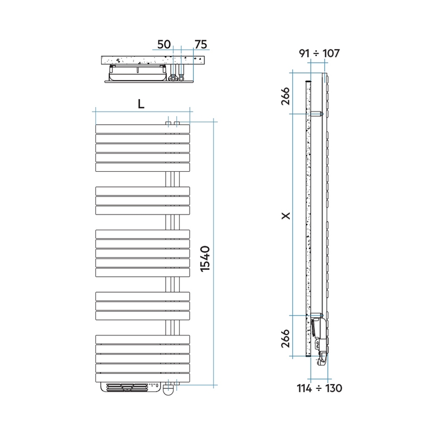 Immagine di Irsap SOUL_S AIR ELETTRICO radiatore 21 tubi H.160 L.55 P.11 cm, 4 intervalli, colore bianco standard finitura lucido Cod.01 UBM055Z01IR01NNN