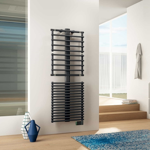 Immagine di Irsap GET UP ELETTRICO scaldasalviette 25 tubi, 2 intervalli, H.149,9 L.55 P.7,7 cm, con resistenza Wi-Fi, colore bianco standard finitura lucido Cod.01 GUL055E01IR01NNN01