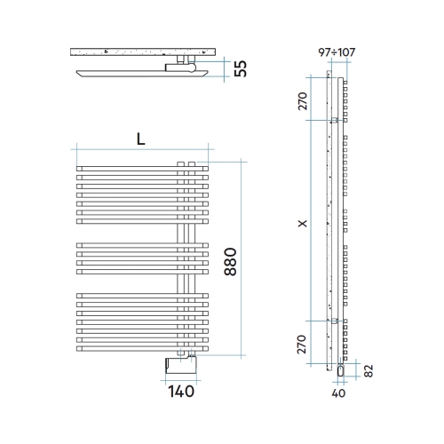 Immagine di Irsap JAZZ_S ELETTRICO radiatore 18 tubi H.88 L.50 P.5,5 cm, 2 intervalli, con controllo elettronico Wi-Fi, colore bianco standard finitura lucido Cod.01 ZRS050E01IR01NNN01
